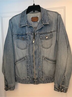 Rare Vintage! Unisex  Light Wash Denim Ralph Lauren Jacket with Zip Front